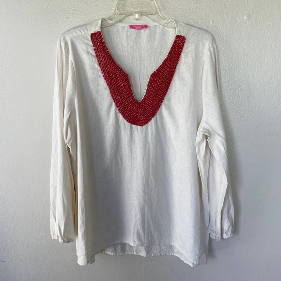 Isaac Mizrahi Size XL Beaded Keyhole collar tunic size XL - Picture 5 of 11